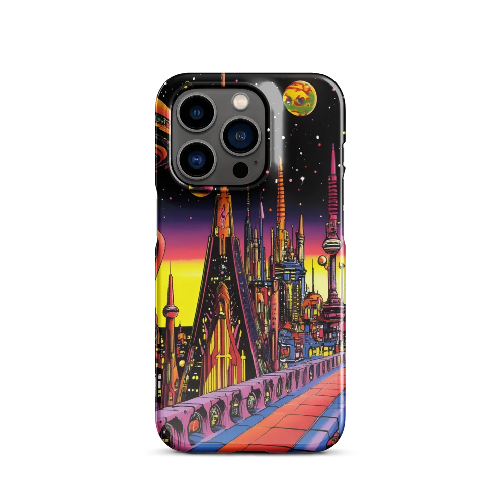 Futuristic Cosmos: A Journey Through Neon Cities | Phone Case |  14 Pro | Snap Case | Glossy