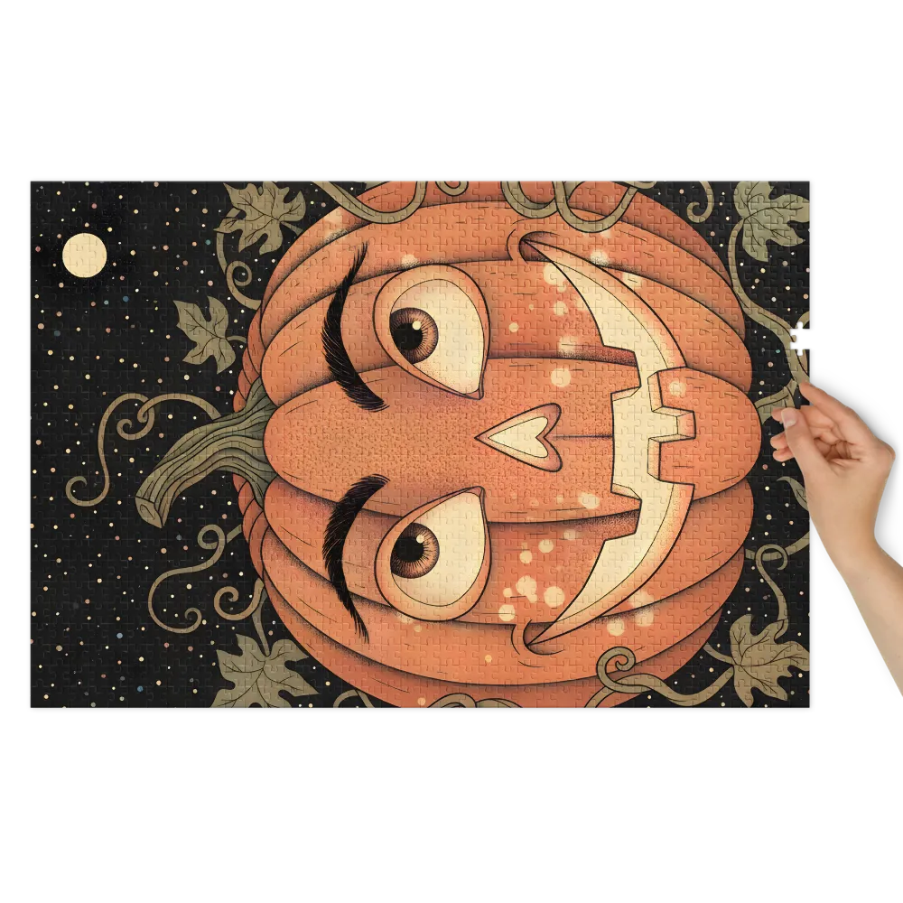 Whimsical Jack-o'-Lantern Night 
 Jigsaw Puzzle in Tin Box