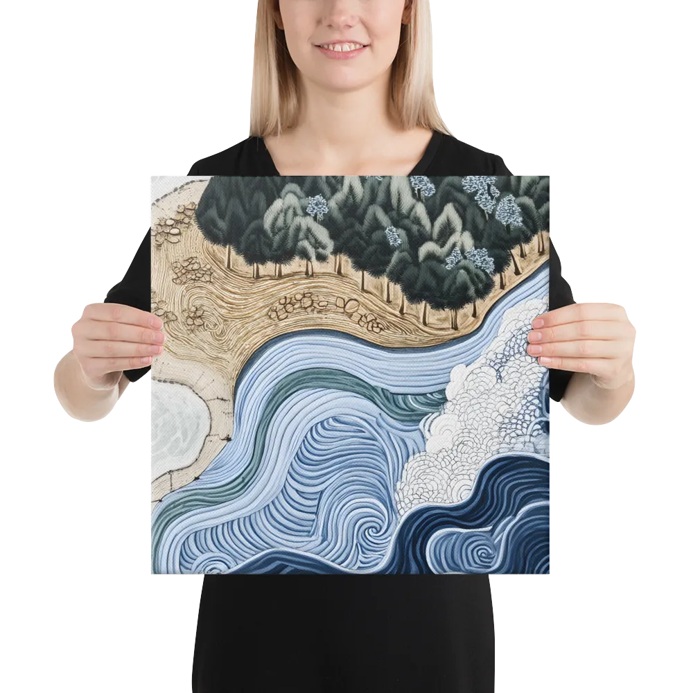 Oceanic Harmony: A Tranquil Landscape | Canvas | 16″×16″