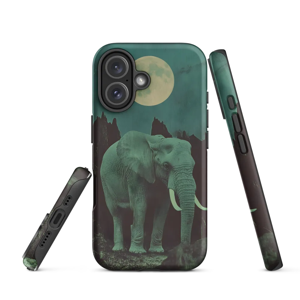 Ethereal Presence: Elephant Under a Full Moon | Phone Case