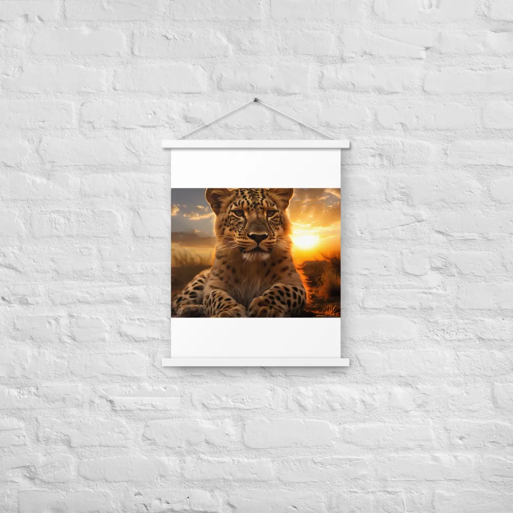 Regal Presence: The Leopard at Sunset | Poster With White Wood Hanger | 18″×24″