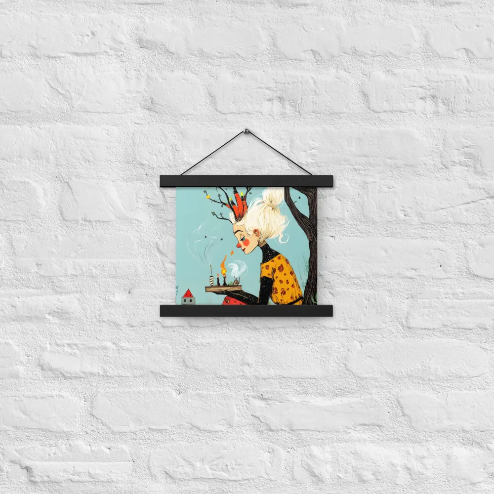 Whimsical Nature Girl | Poster With Black Wood Hanger | 10″×10″