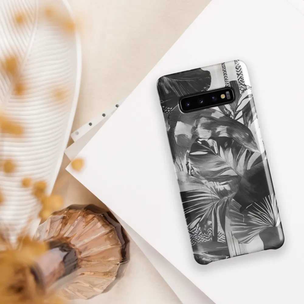 Monochrome Serenity in Tropical Foliage | Phone Case |  S10 Plus | Snap Case | Glossy