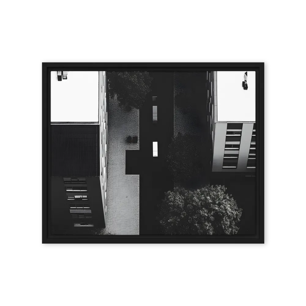 Urban Serenity from Above | Canvas with Black Frame | 16″×20″