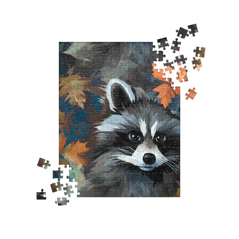 Whispers of Autumn: The Raccoon's Gaze | Jigsaw Puzzle | 252 pieces