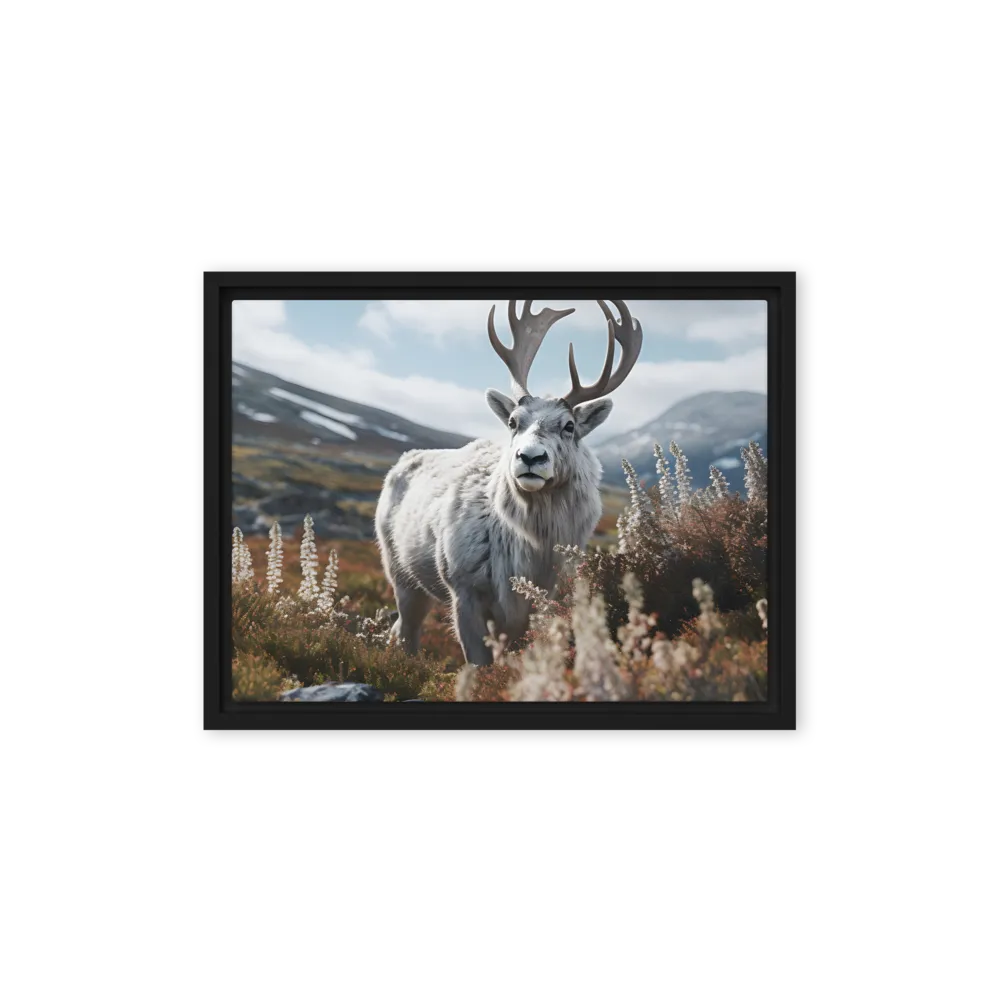 Majestic Harmony: The Reindeer in Nature | Canvas with Black Frame | 12″×16″