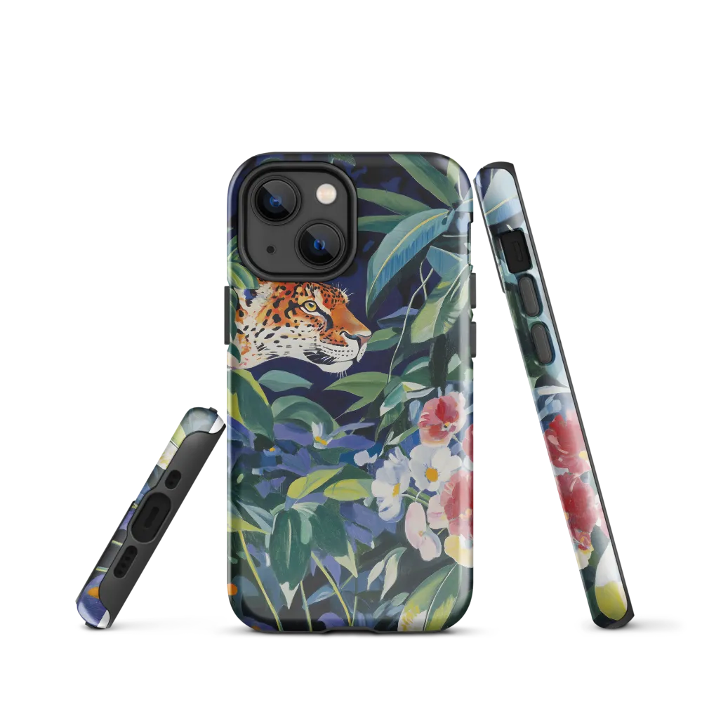 Hidden Majesty: The Jaguar Amongst Tropical Splendor | Phone Case |  13 mini | Tough Case | Glossy