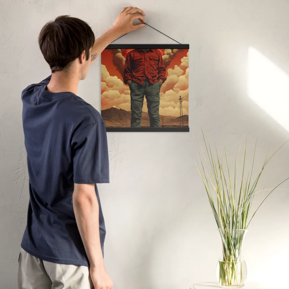 Defiant Spirit in a Surreal Landscape | Poster With Black Wood Hanger | 16″×16″