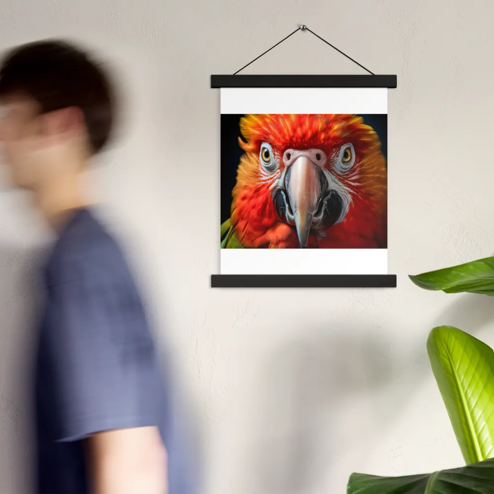 The Fiery Gaze of the Parrot | Poster With Black Wood Hanger | 11″×14″