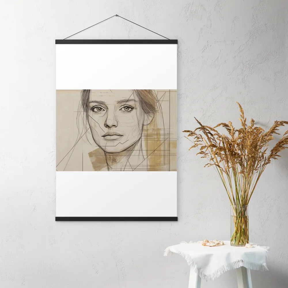 Geometric Elegance: A Modern Portrait | Poster With Black Wood Hanger | 24″×36″