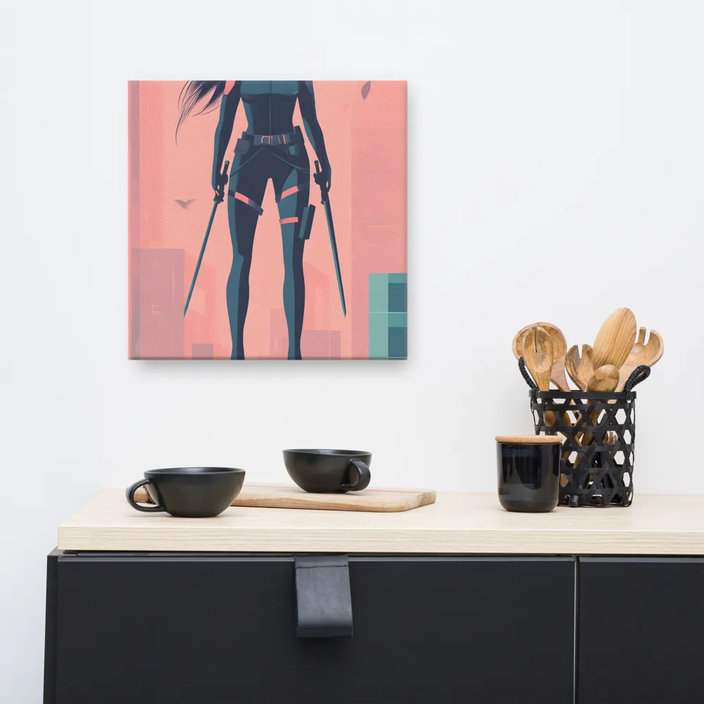 Urban Sentinel: A Warrior's Stand | Canvas | 16″×16″