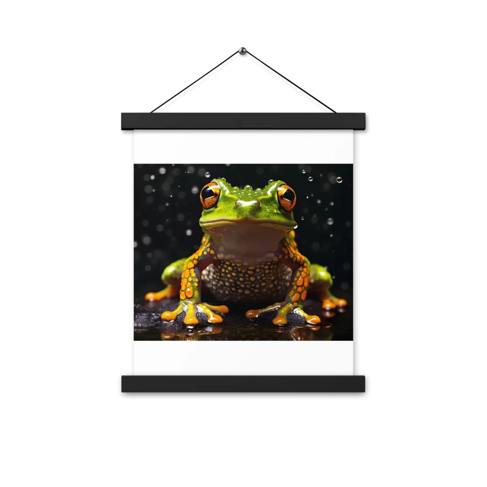 Emerald Elegance: The Frog in Focus | Poster With Black Wood Hanger | 11″×14″