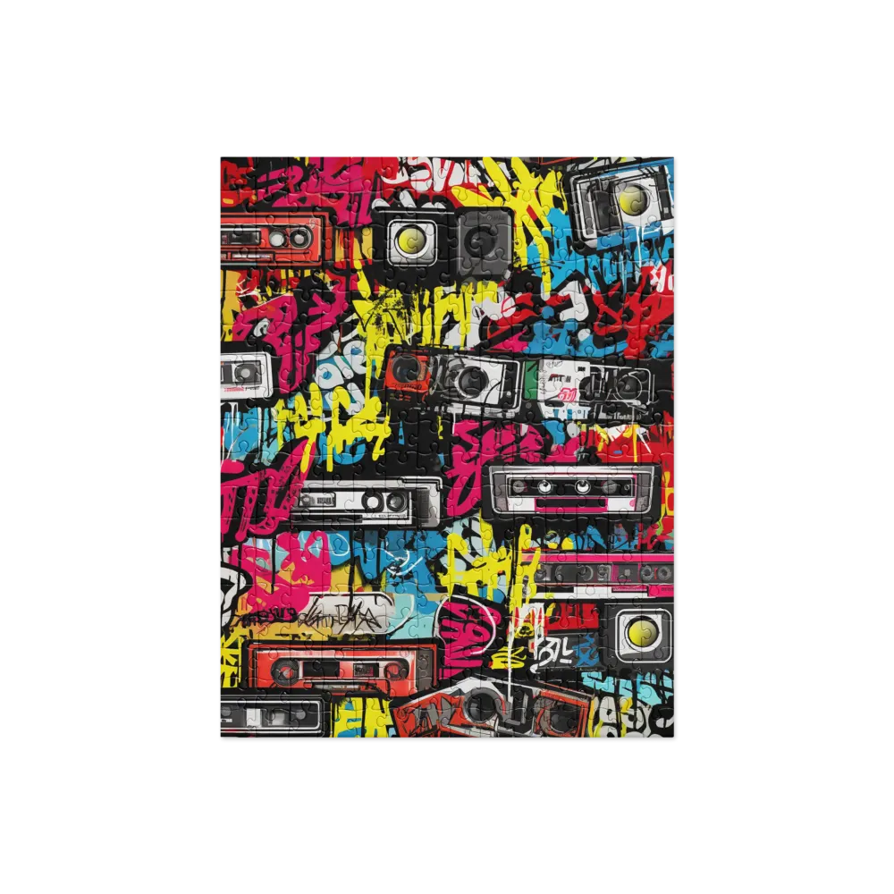 Urban Nostalgia: A Retro Cassette Explosion | Jigsaw Puzzle | 252 pieces