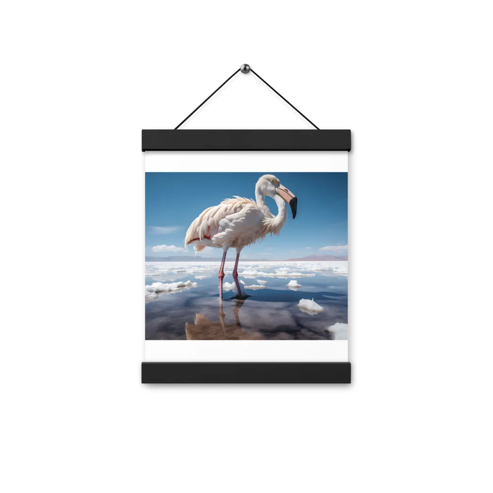 Graceful Solitude of a Flamingo | Poster With Black Wood Hanger | 8″×10″