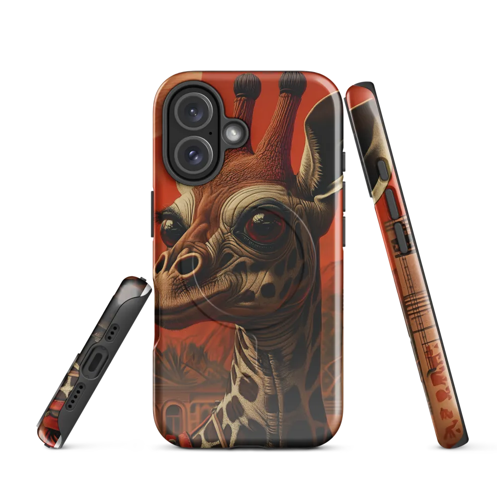Whimsical Giraffe in an Orange Dreamscape