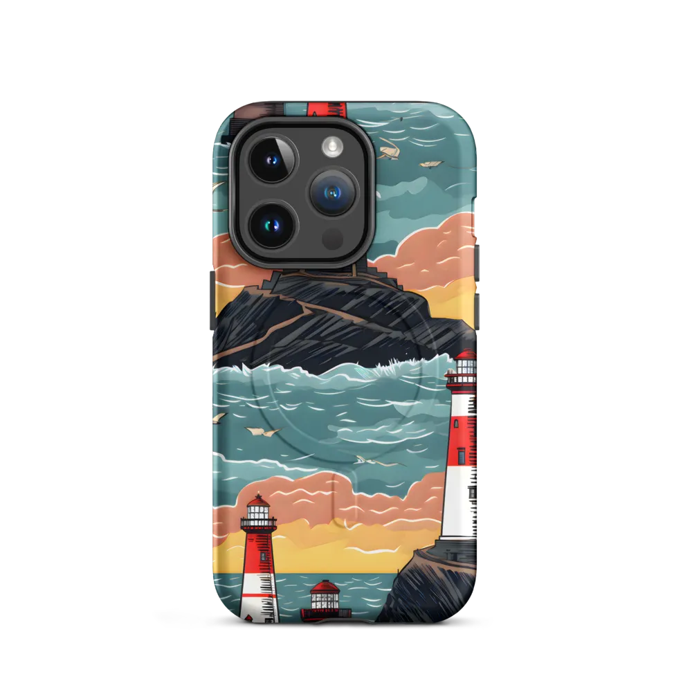 Lighthouses in a Whimsical Ocean | Phone Case |  14 Pro | MagSafe® Tough Case | Matte