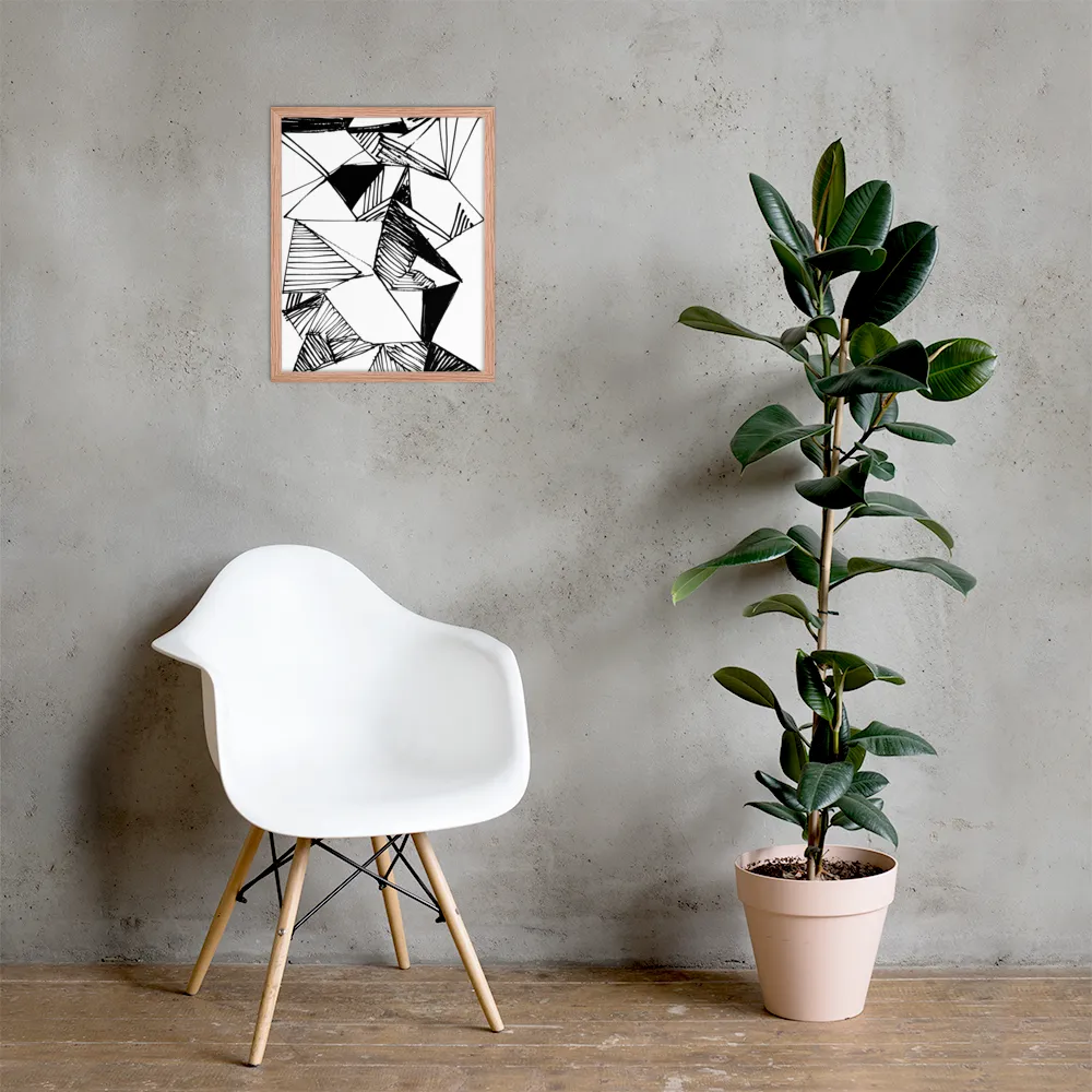 Dynamic Geometry in Ink | Poster with Red oak Frame | 16″×20″