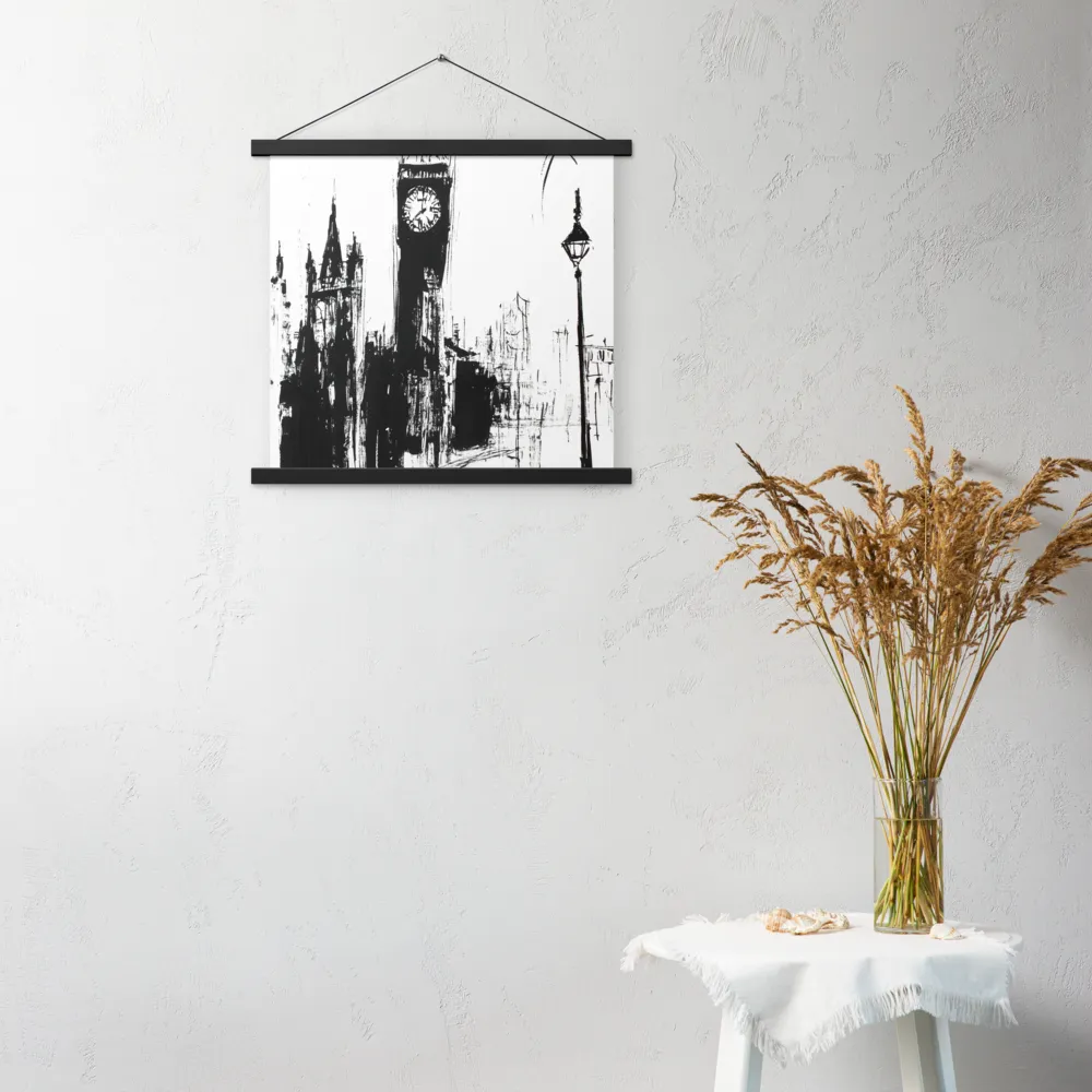 Clock Tower in Motion | Poster With Black Wood Hanger | 18″×18″