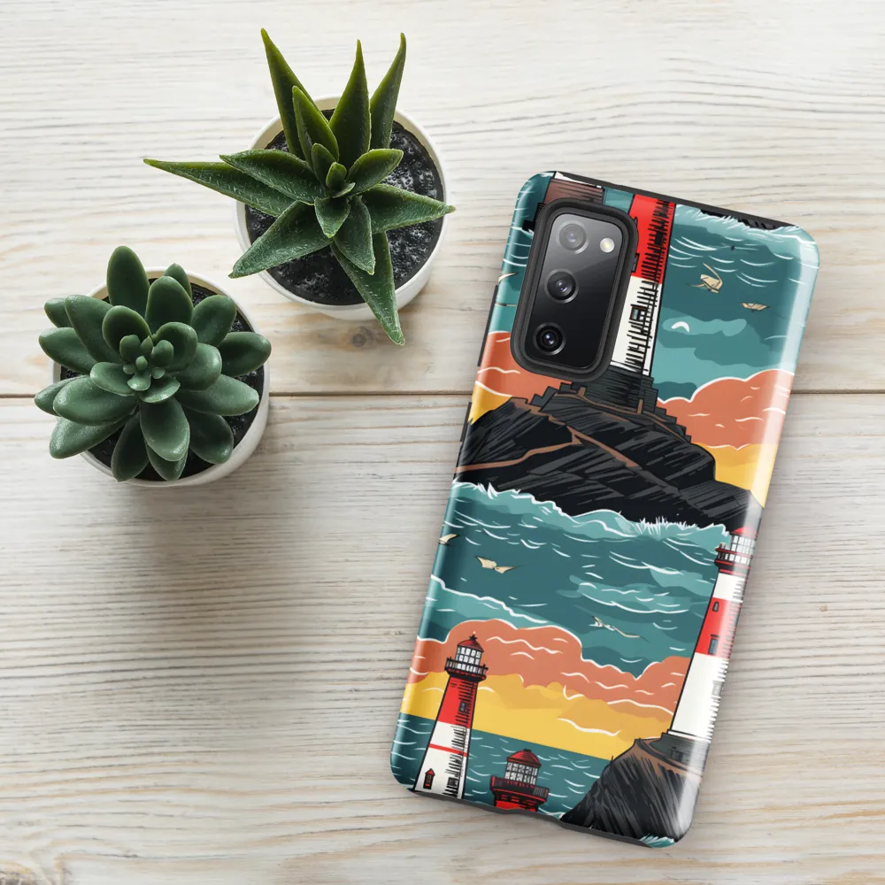 Lighthouses in a Whimsical Ocean | Phone Case |  S20 FE | Tough Case | Glossy