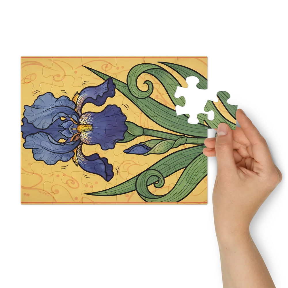 Art Nouveau Iris 
 Jigsaw Puzzle in Tin Box