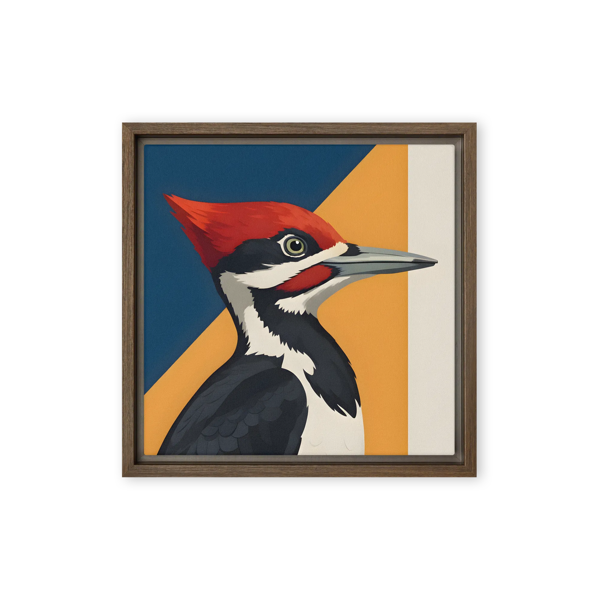 Pileated Woodpecker Portrait 
 Canvas with Brown Frame