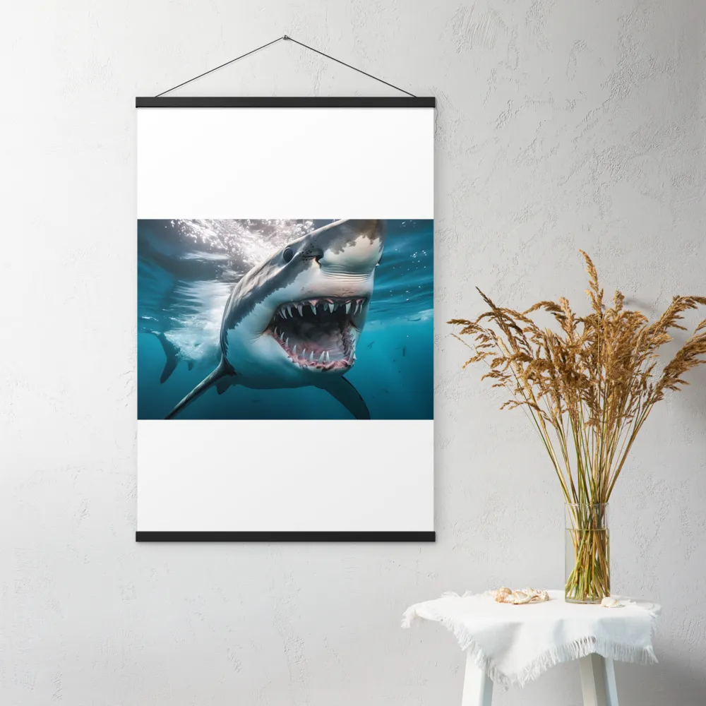 Majesty of the Ocean: The Great White Shark | Poster With Black Wood Hanger | 24″×36″