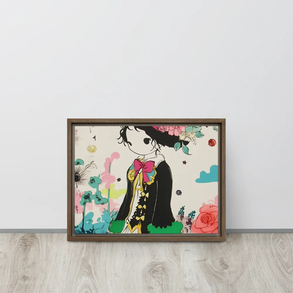 Whimsical Garden Reverie | Canvas with Brown Frame | 12″×16″