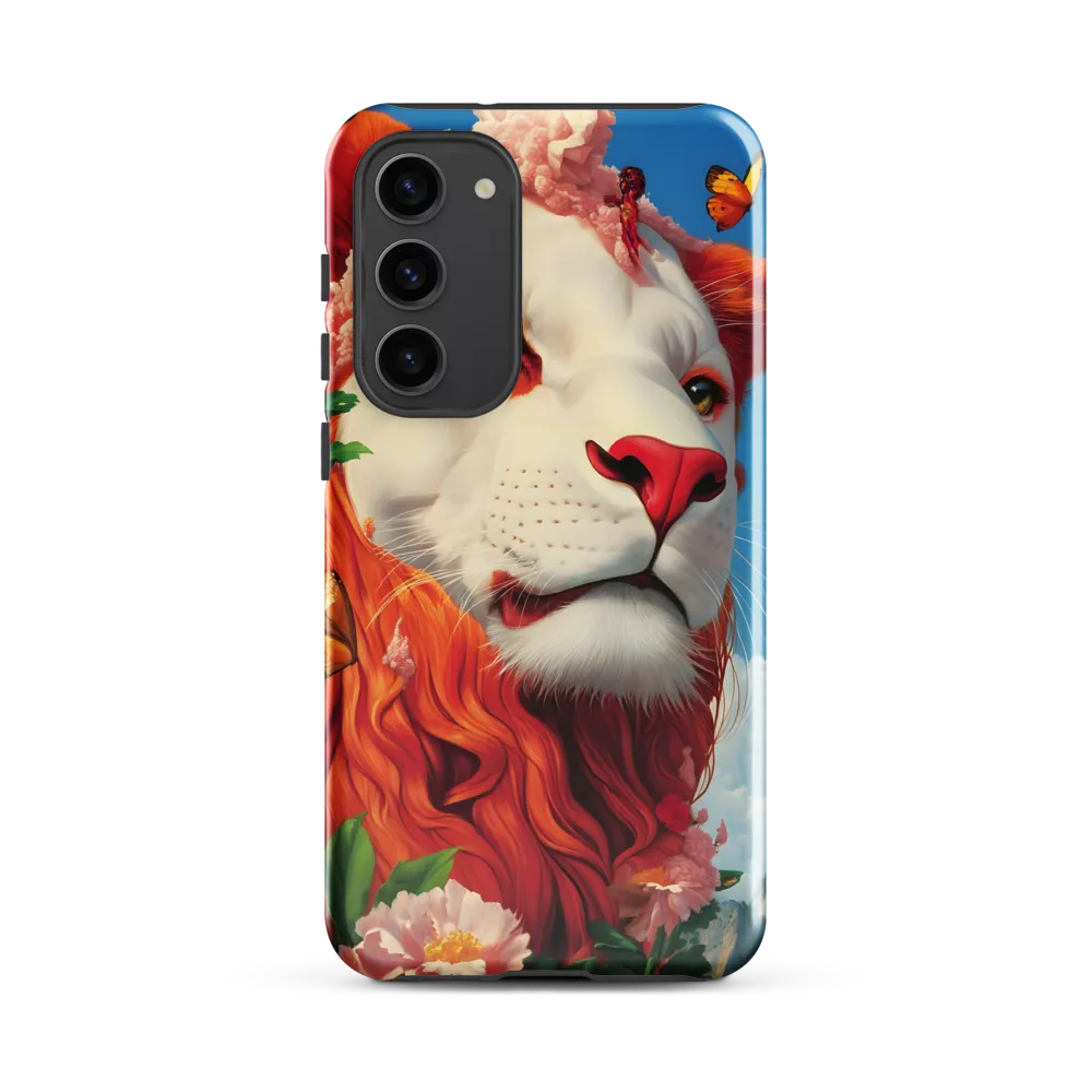 Majestic Lion Amidst Floral Splendor