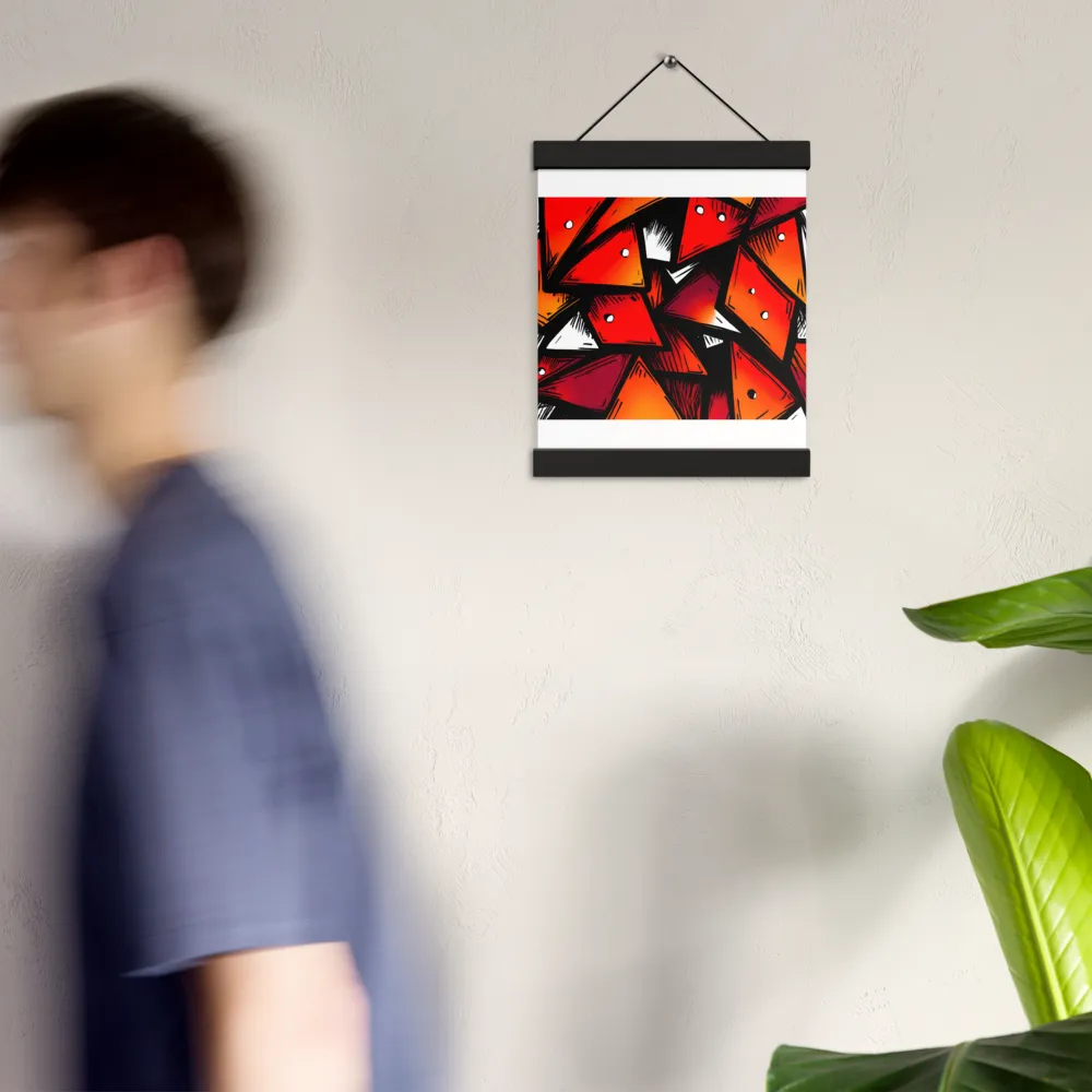 Dynamic Geometry of Red and Orange | Poster With Black Wood Hanger | 8″×10″