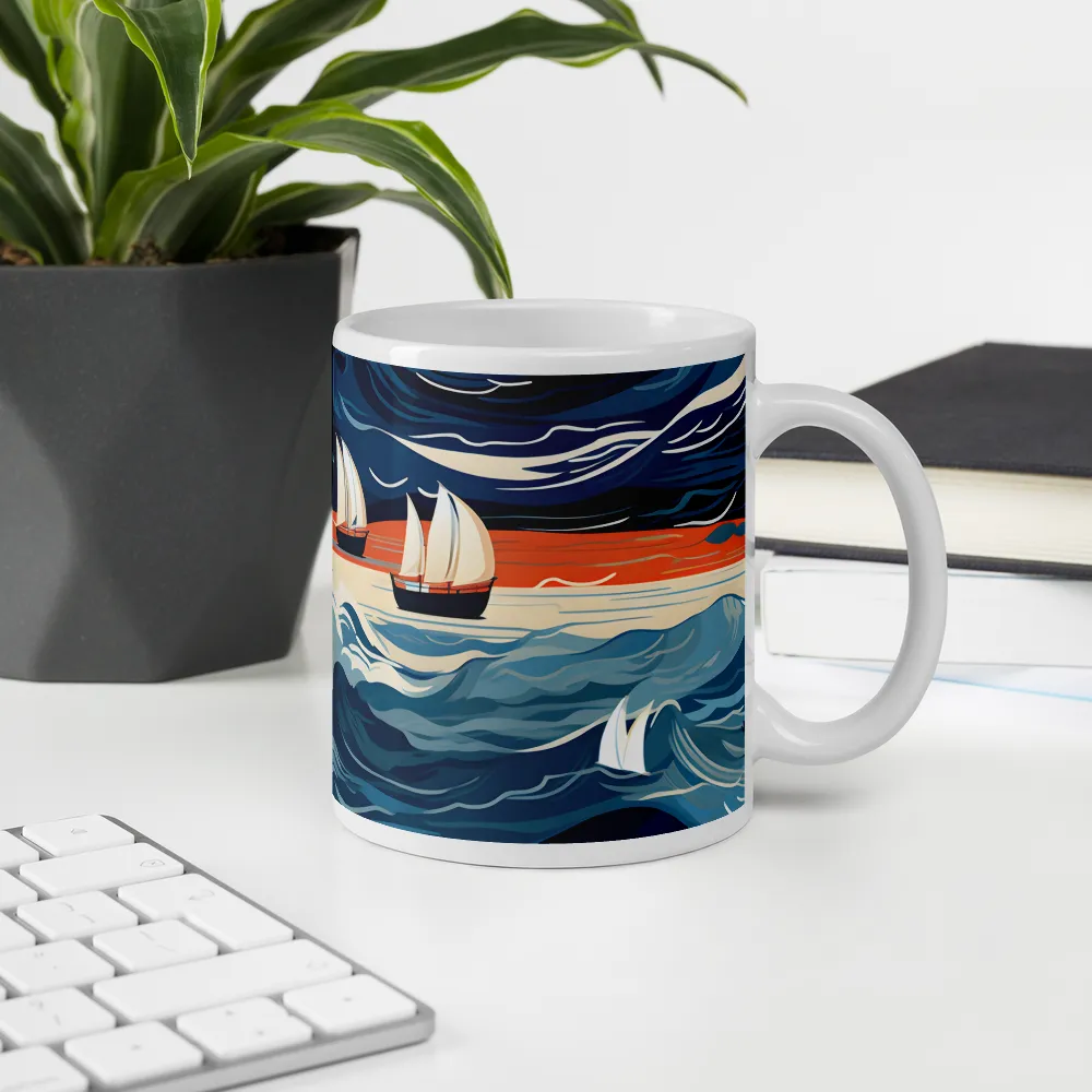 Ocean Whispers: A Voyage at Dusk | Mugs | Multiple Sizes & Colors