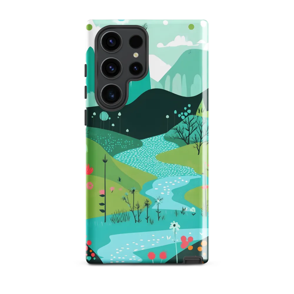 Whimsical River in a Lush Landscape