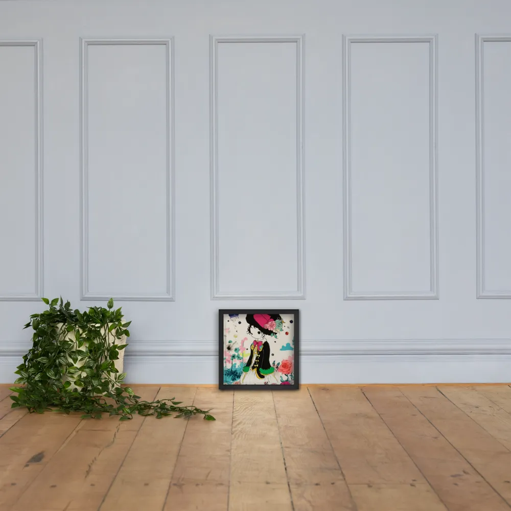 Whimsical Garden Reverie | Poster with Black Frame | 12″×12″