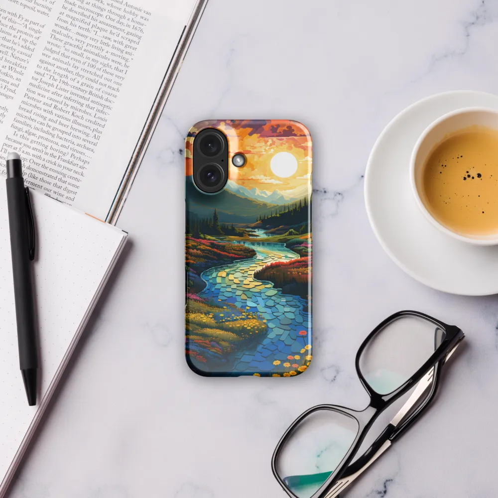 Serenity in Sunset: A Winding River's Embrace | Phone Case |  16 | Snap Case | Glossy