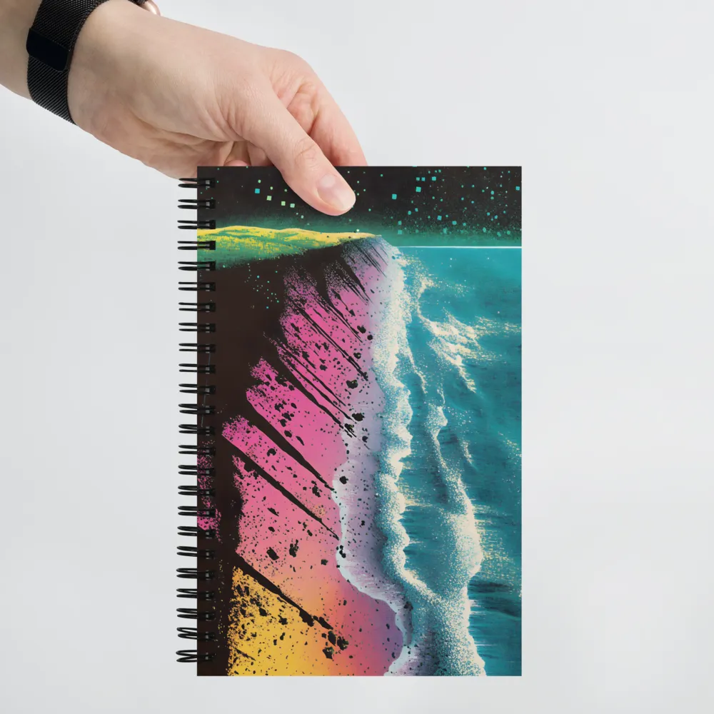 Cosmic Serenity at the Shore | Spiral Notebook