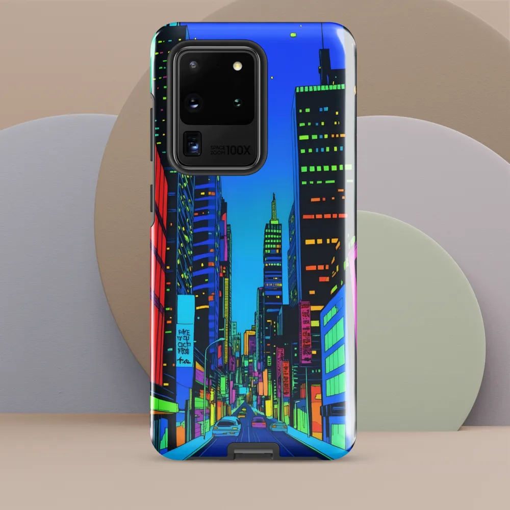 Neon Dreamscape: A Futuristic City at Dusk | Phone Case |  S20 Ultra | Tough Case | Glossy