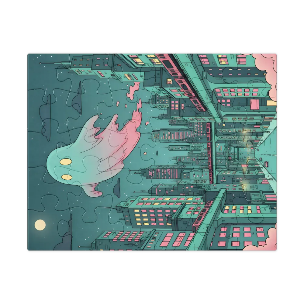 Moonlit Ghost City 
 Jigsaw Puzzle in Tin Box