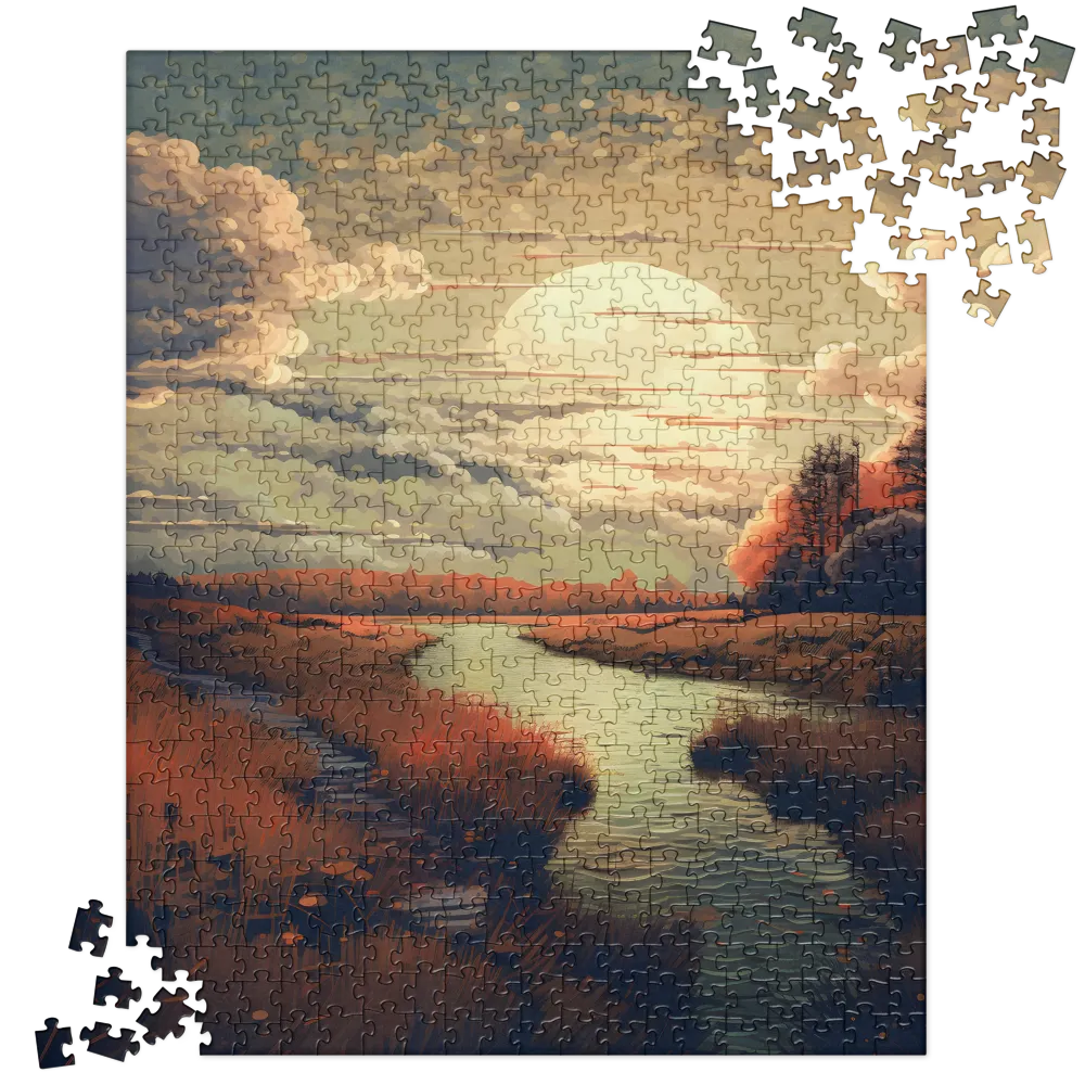 Whispers of Dusk: A Tranquil River Landscape | Jigsaw Puzzle | 520 pieces