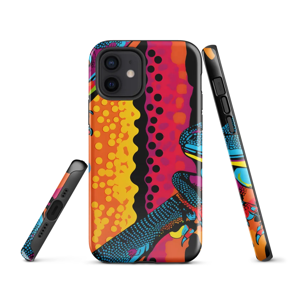 Colorful Encounters: The Playful Geckos | Phone Case |  12 | Tough Case | Glossy