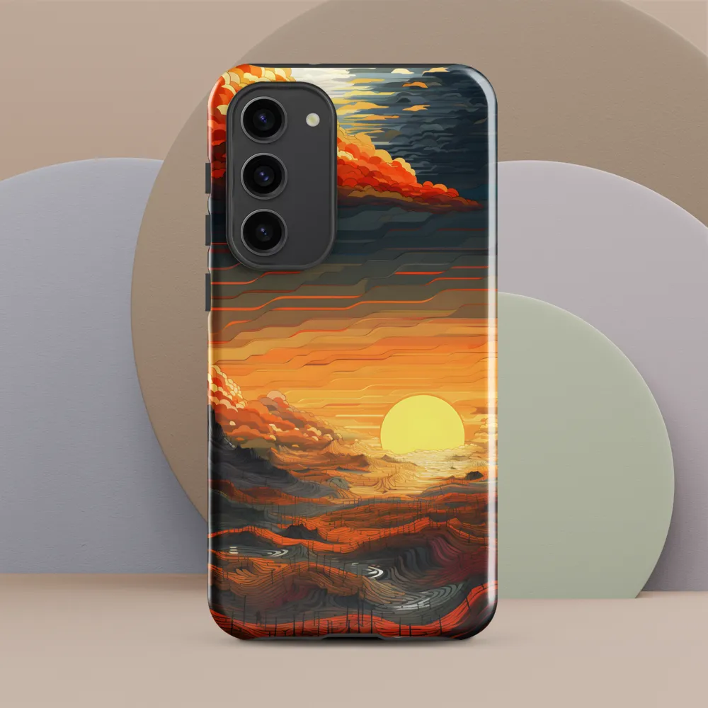 Ethereal Sunset: A Serene Landscape in Flowing Forms | Phone Case |  S23 Plus | Tough Case | Glossy