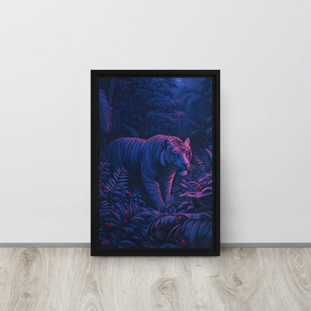 Mystic Prowler: The White Tiger in the Jungle | Canvas with Black Frame | 12″×18″