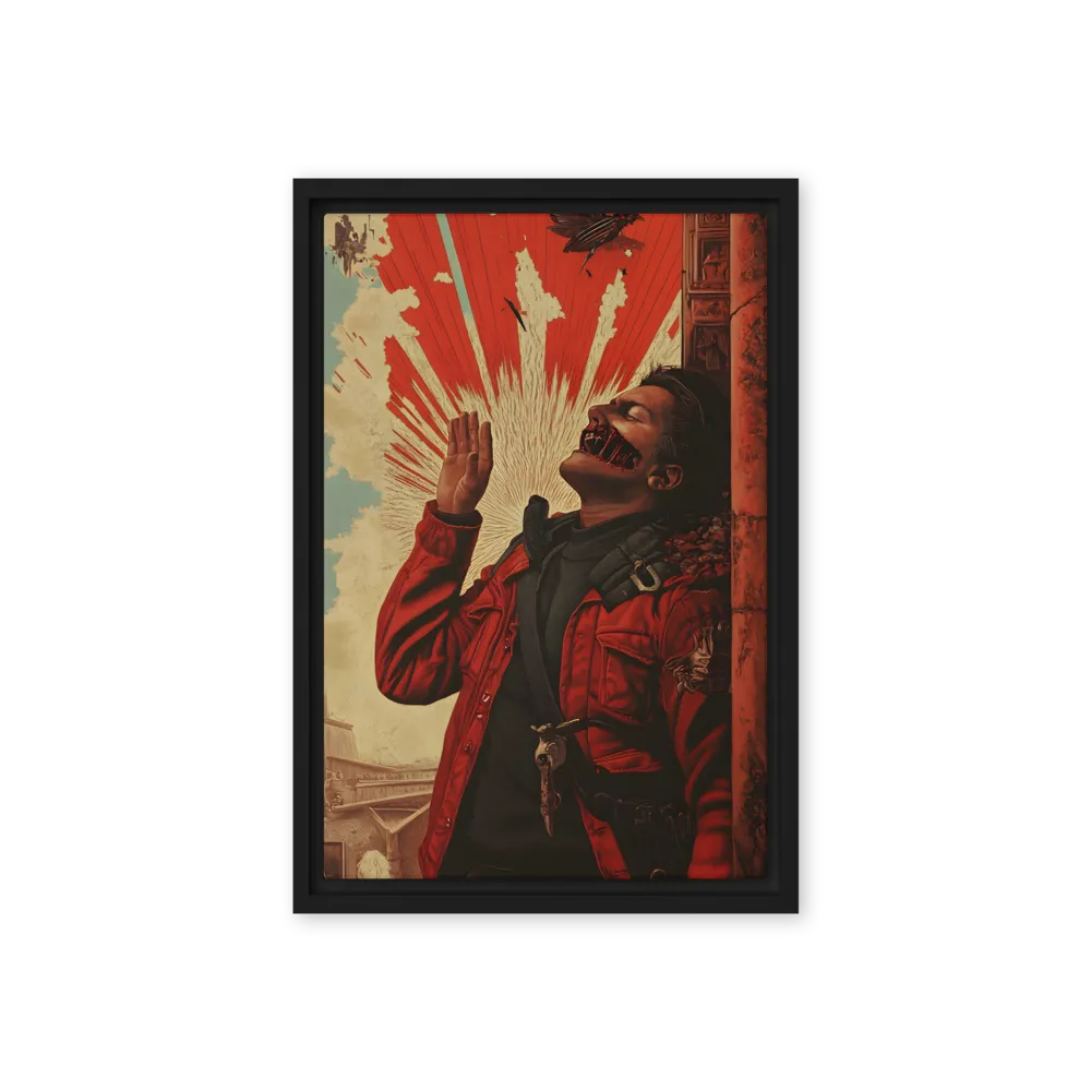 Defiant Echoes of Ruin | Canvas with Black Frame | 12″×18″