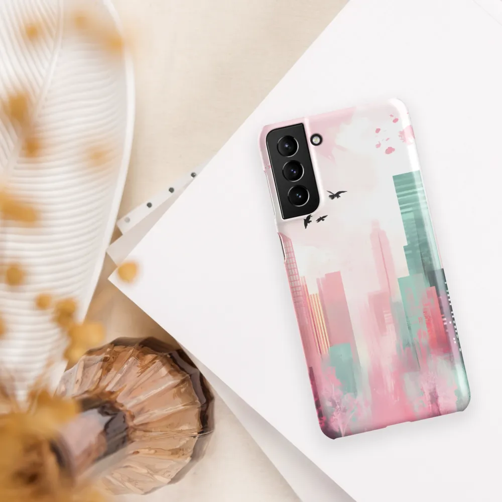 Dreamy Cityscape in Pink and Cyan