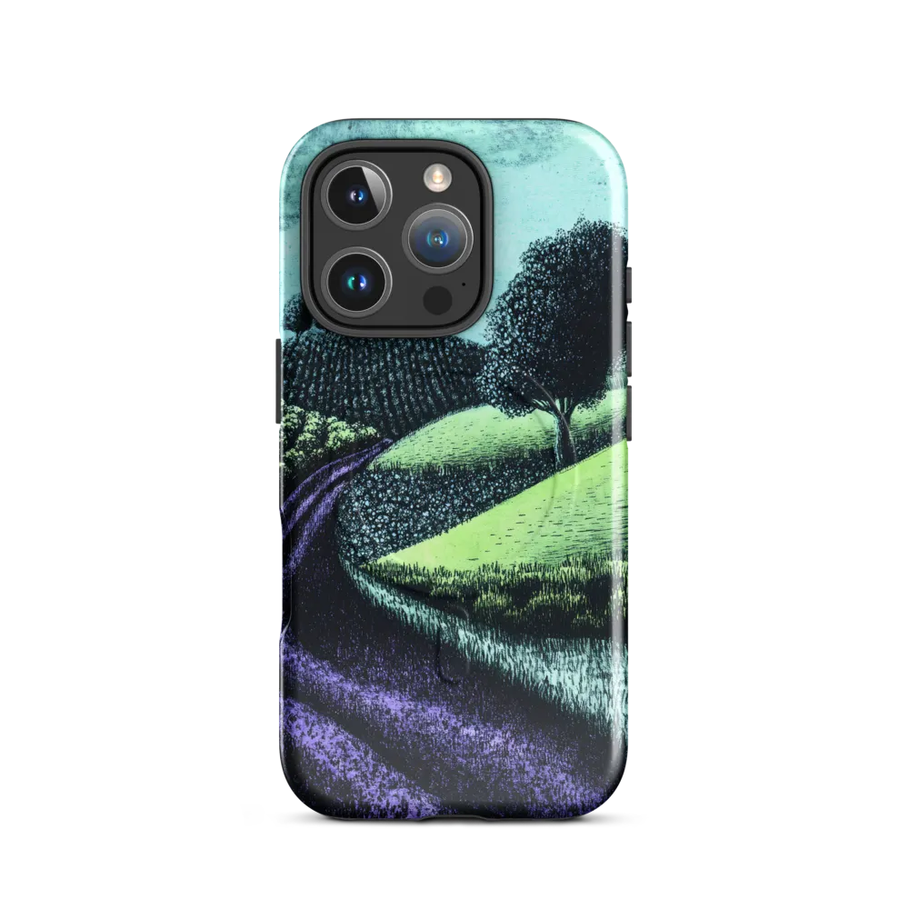 Winding Serenity: A Modern Landscape | Phone Case |  16 Pro | MagSafe® Tough Case | Glossy