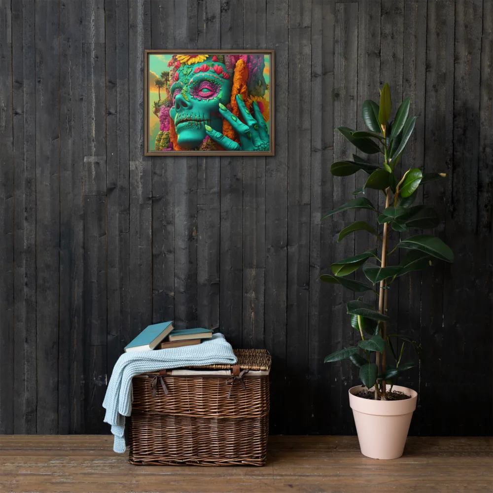 Ethereal Skull Garden | Canvas with Brown Frame | 16″×20″