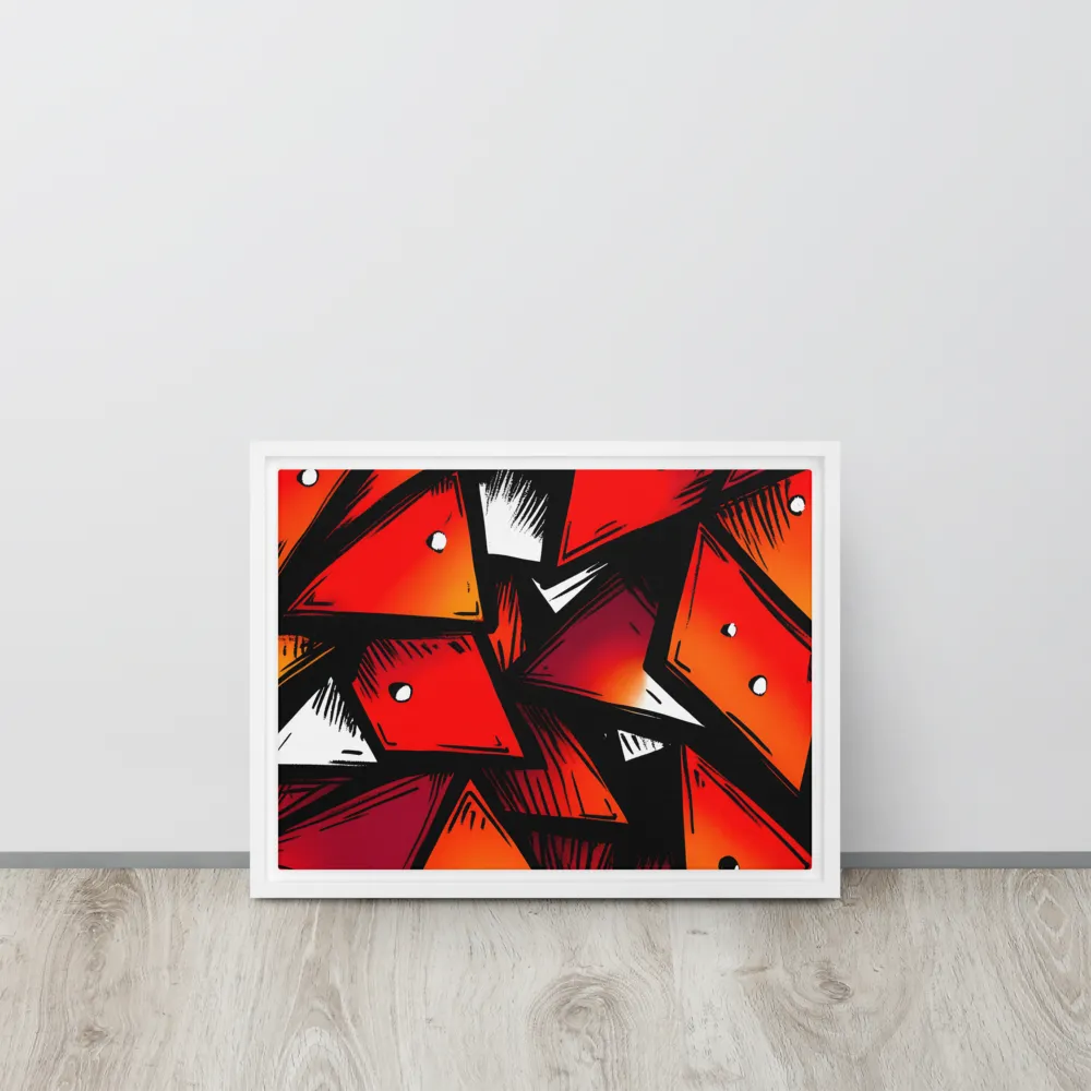 Dynamic Geometry of Red and Orange | Canvas with White Frame | 12″×16″