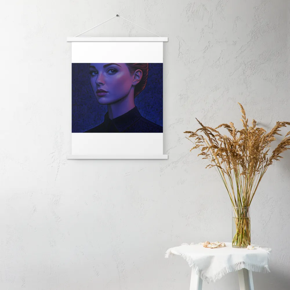 Ethereal Portrait in Blue and Red | Poster With White Wood Hanger | 18″×24″