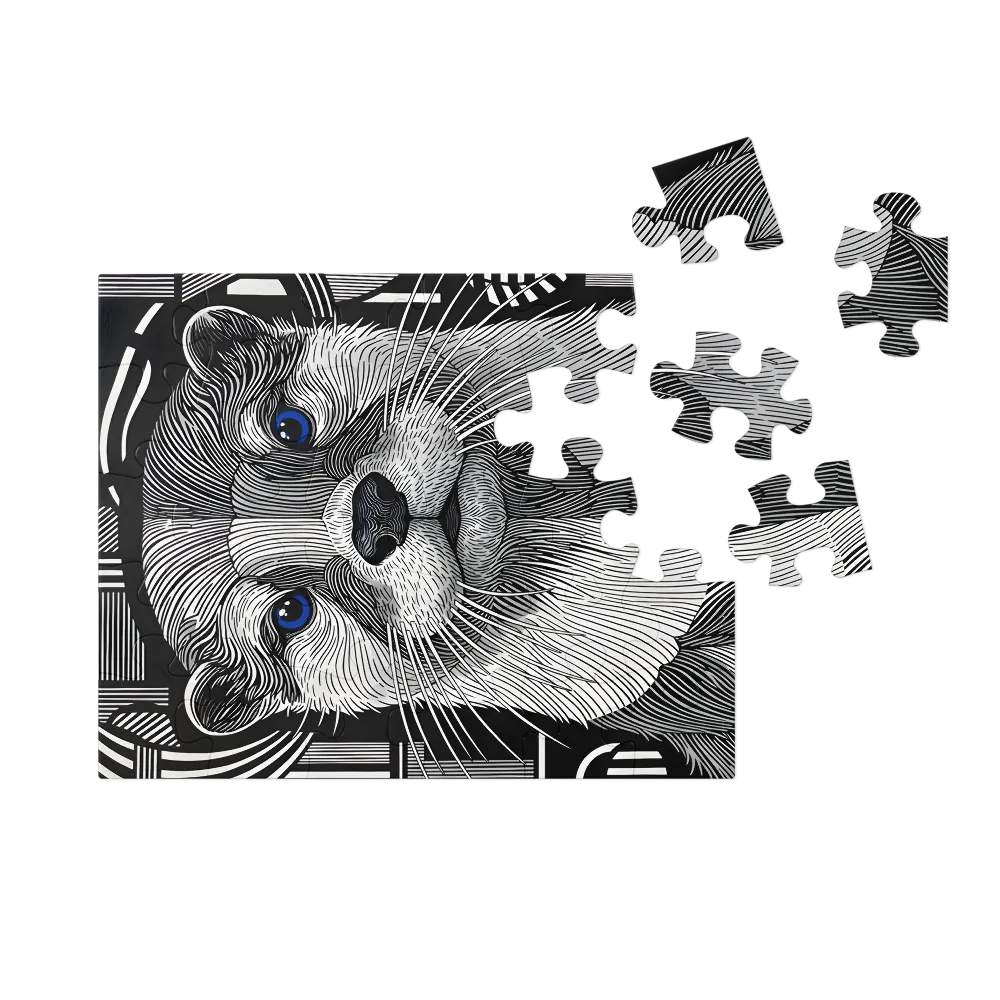 Linear Otter Portrait 
 Jigsaw Puzzle in Tin Box
