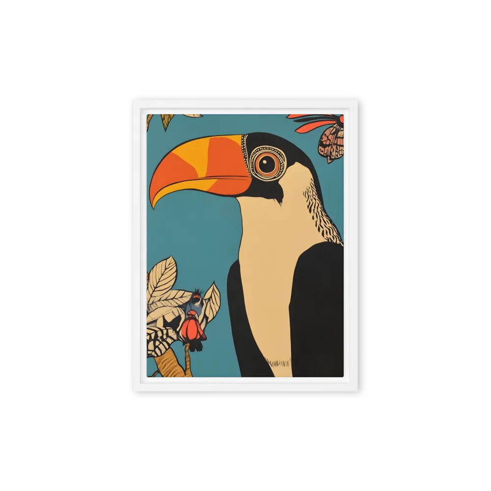 Tropical Majesty: The Toucan at Rest | Canvas with White Frame | 9″×12″