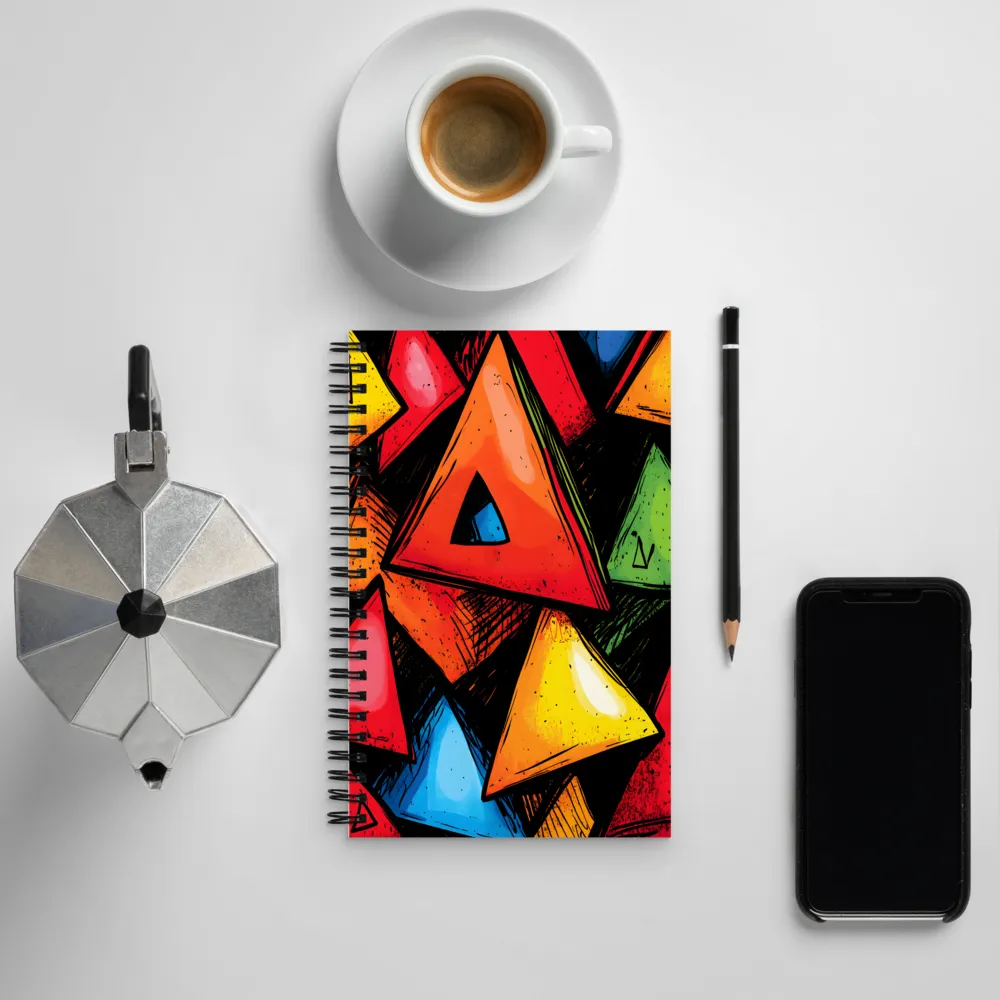 Vibrant Triangles in Abstract Harmony | Spiral Notebook