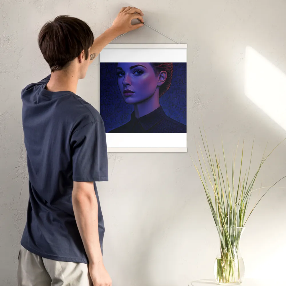 Ethereal Portrait in Blue and Red | Poster With White Wood Hanger | 16″×20″